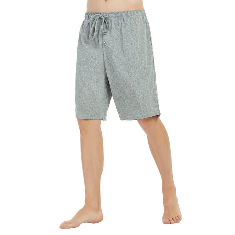 U2SKIIN 2 Pack Mens Cotton Pajama Shorts, Lightweight Lounge Pant with Pockets Soft Sleep Pj Shorts for Men(Navy/Light Grey Mel,L) - Image 2